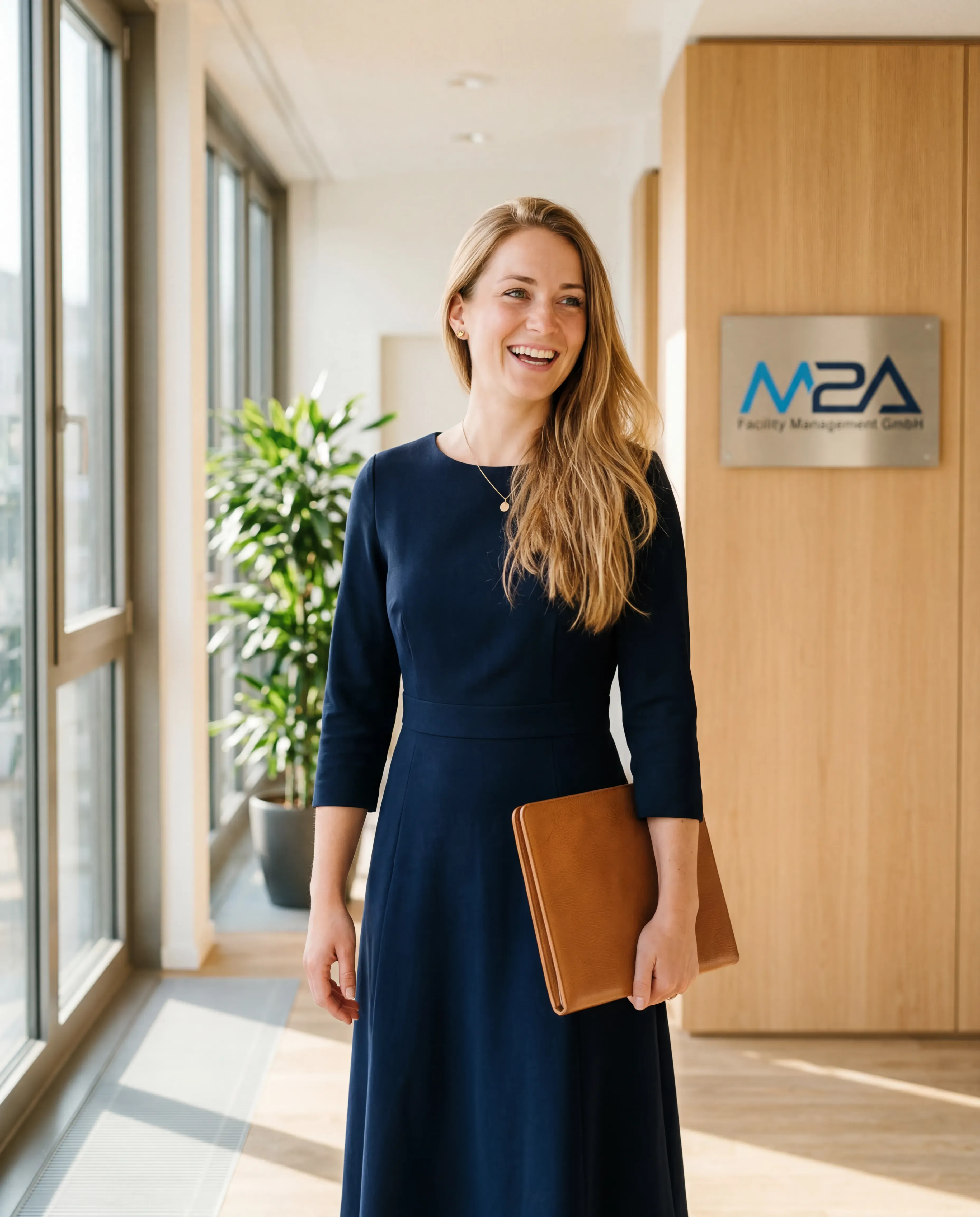 M2A Facility Management: Empfang mit dem M2A-Schild